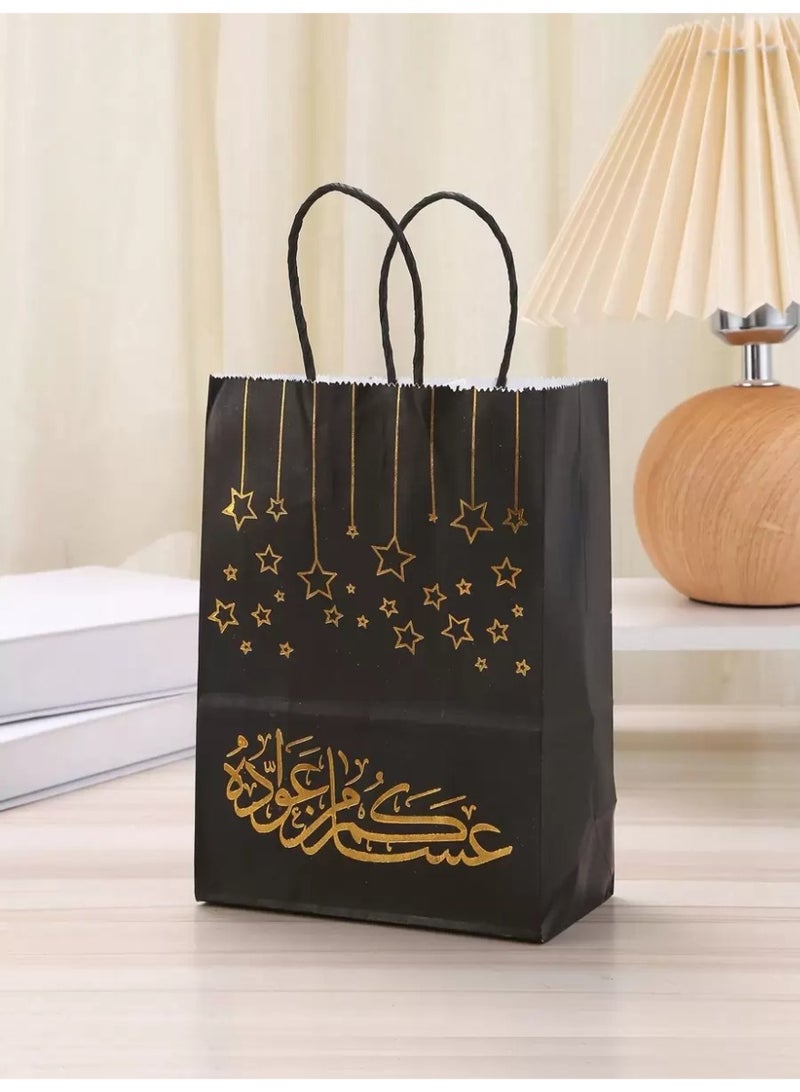 توزيعات العيد – 12 اكياس هدايا ورقي بتصميم نجوم ذهبية وألوان متنوعة مناسب لتقديم الحلوى وزينة الحفلات والمناسبات - Image 2